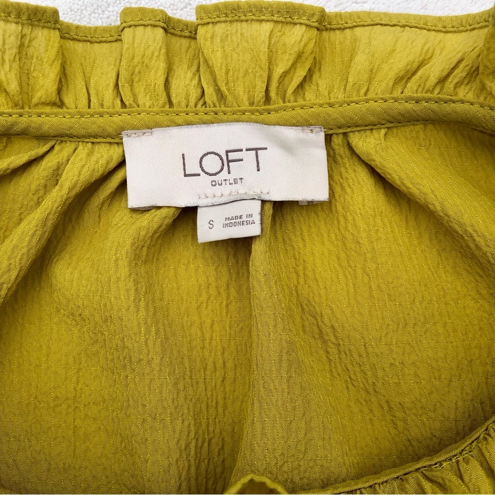 LOFT Yellow Ruffle Neck Long Sleeve Blouse - Picture 3 of 8